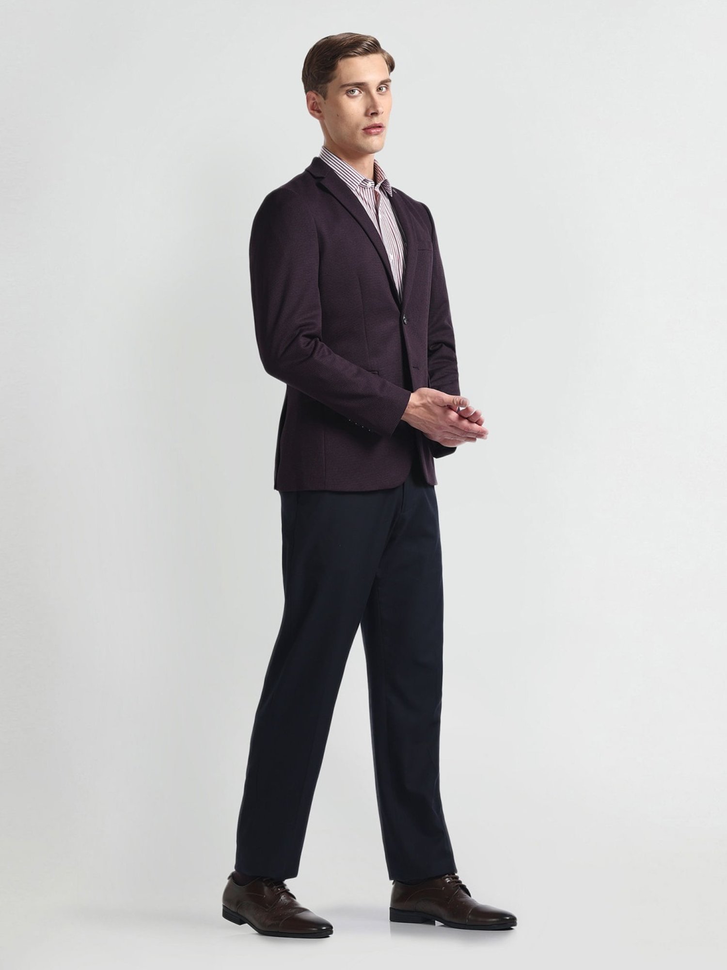 Arrow Red Slim Fit Texture Blazer