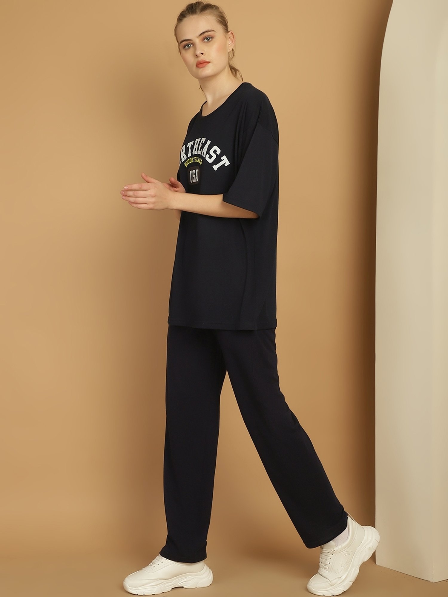 Vimal Jonney Black Cotton Printed T-Shirt & Track Pants Set