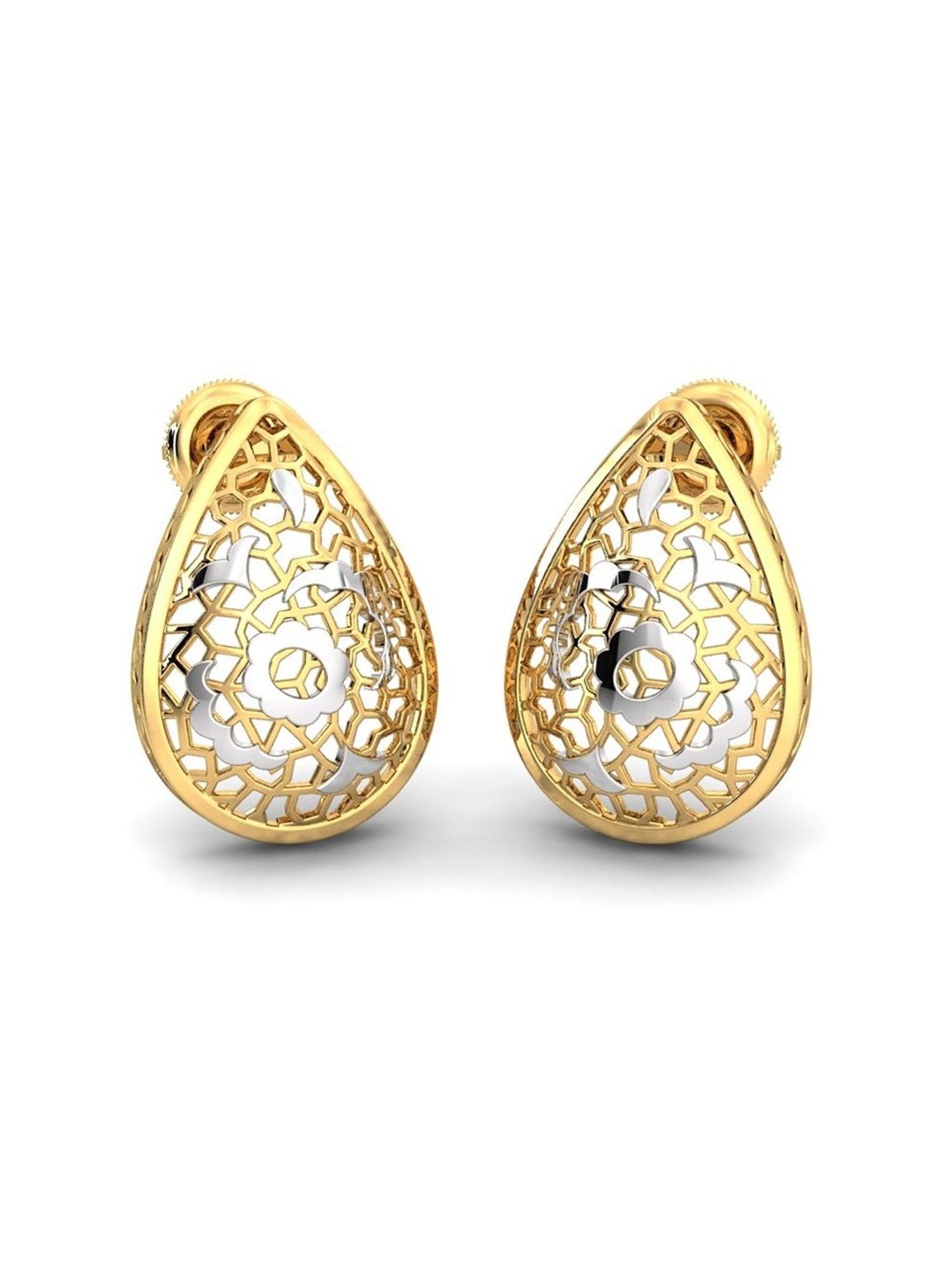 Candere by Kalyan Jewellers Peacock Collection 18k Yellow Gold Stud Earrings for Women