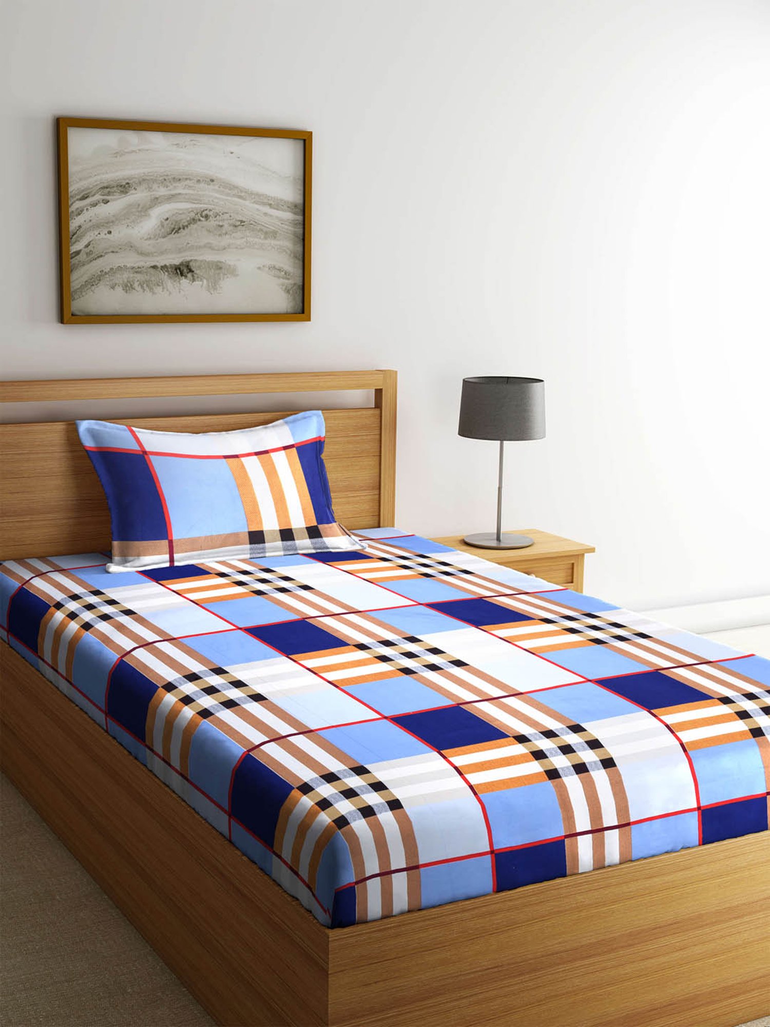 Klotthe Multicolor Cotton 300 TC Single Bedsheet Set