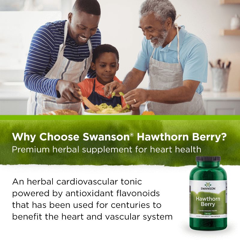 Swanson Hawthorn Berries Supplement | Supports Blood Pressure & Heart Health 250 Capsules, 565 mg each Hawthorne Berry Pills