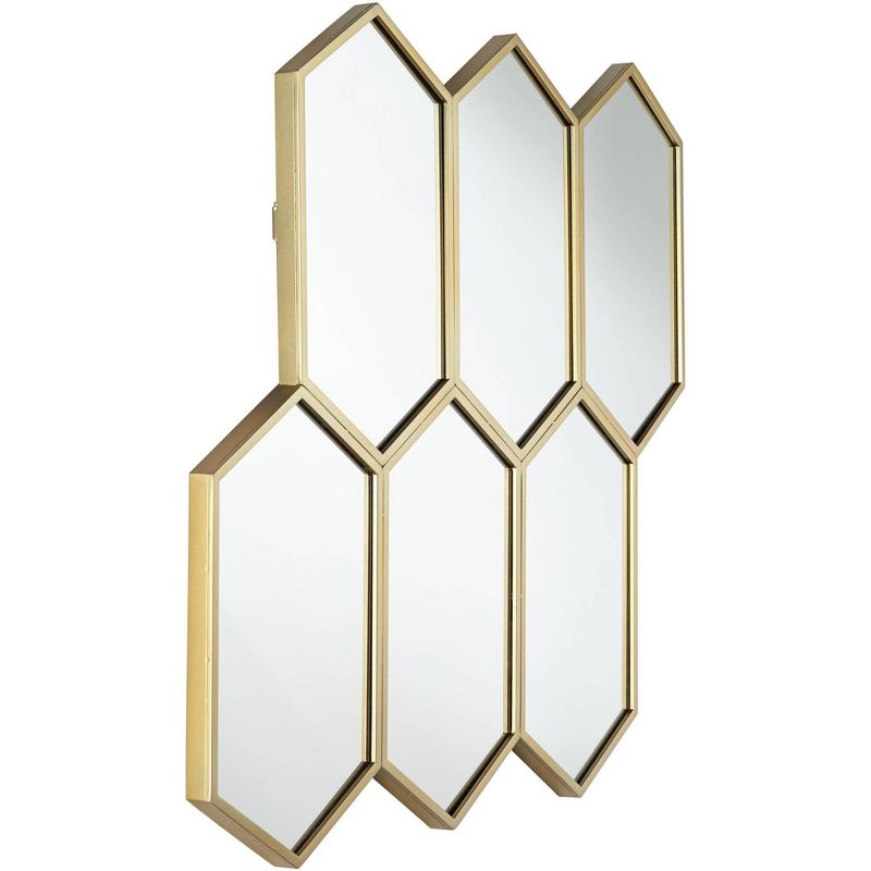 Troye Gold Metal 35 1/2" x 29 1/2" 6-Hexagonal Wall Mirror