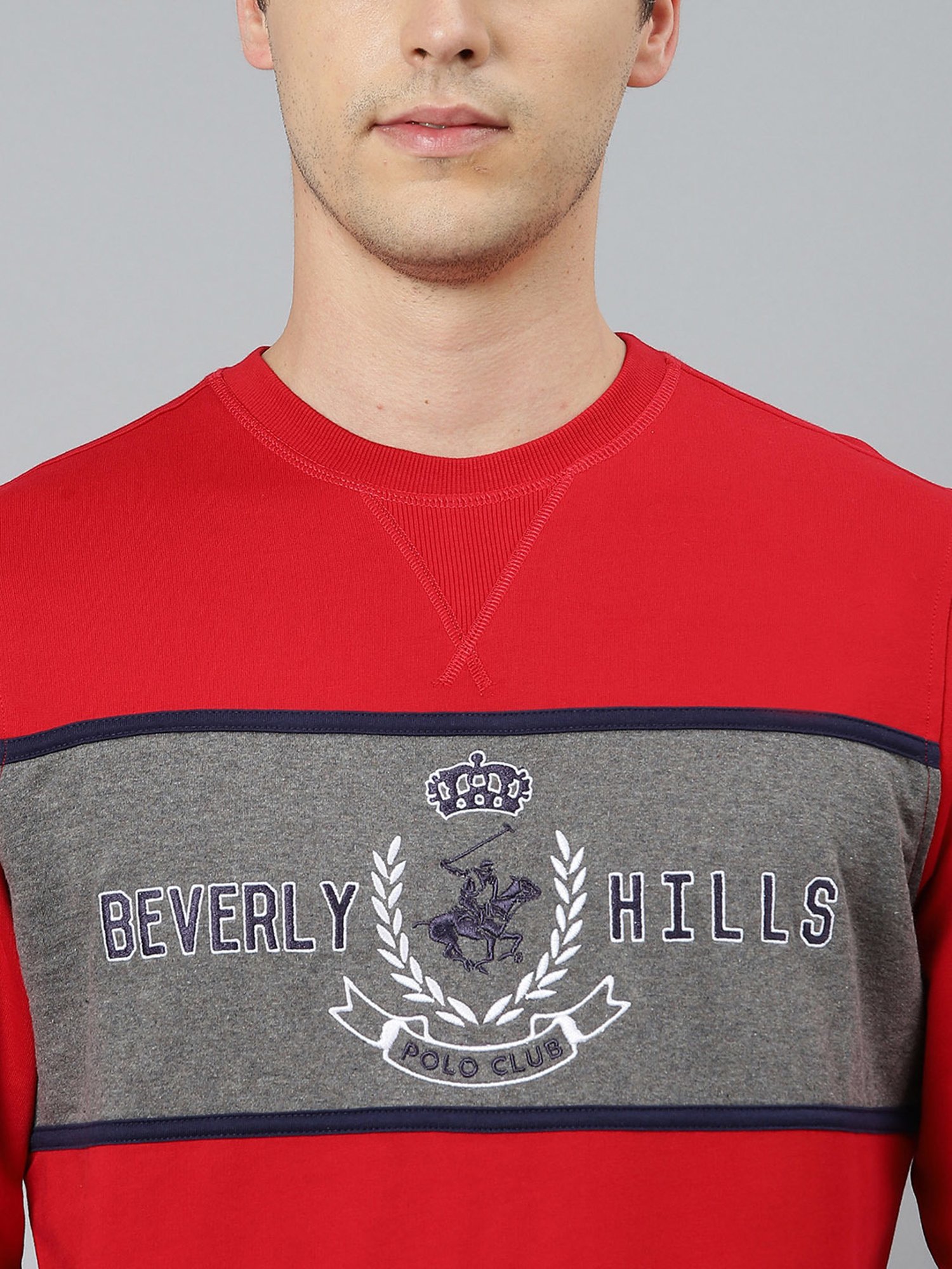 Beverly Hills Polo Club Red Embroidered Sweater