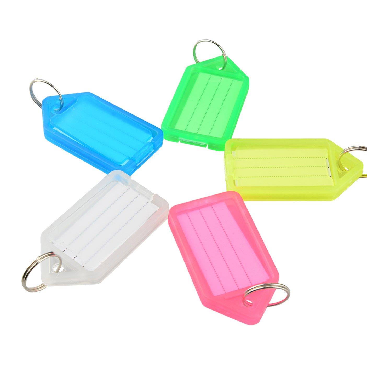 Uniclife 20 PCS Key ID Label Tags Color Keyring Holder Tags with Label Window, Assorted Colors