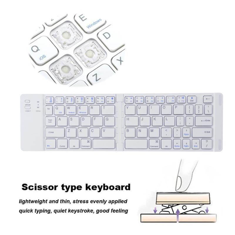 Portable Folding Wireless Bluetooth Keyboard Aluminium Alloy Computer Keyboards for iOS Android Windows for PC Laptop Tablet