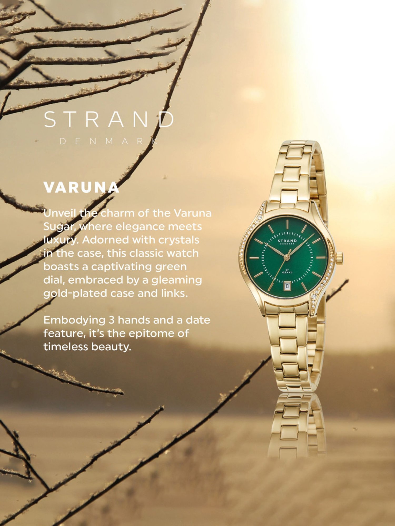 STRAND by Obaku S746LDGESG Varuna Sugar Analog Watch for Women