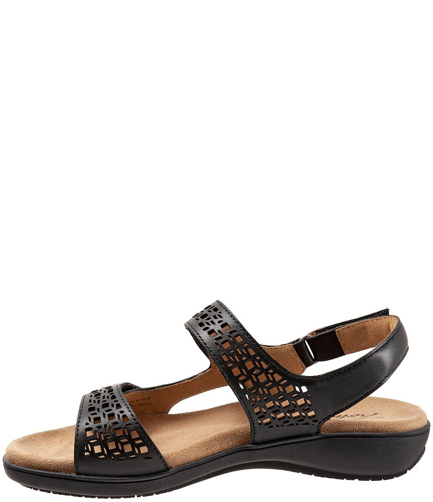 Trotters Romi Cutout Leather Adjustable Hook and Loop Footbed Sandals