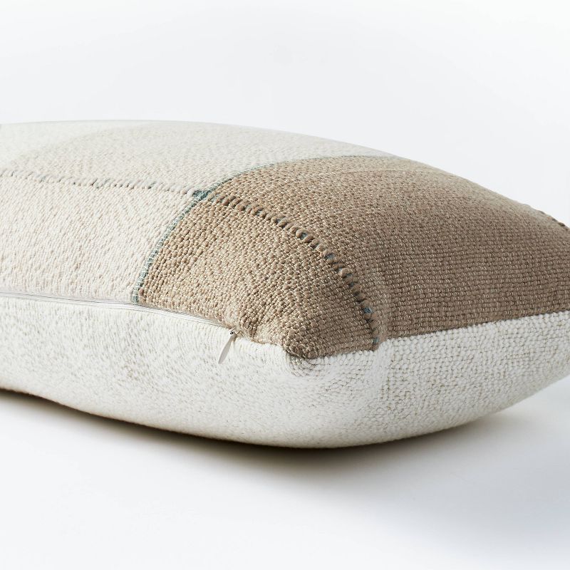 Oversized Woven Color Block Striped Lumbar Throw Pillow Neutral/Green - Threshold™ designed with Studio McGee