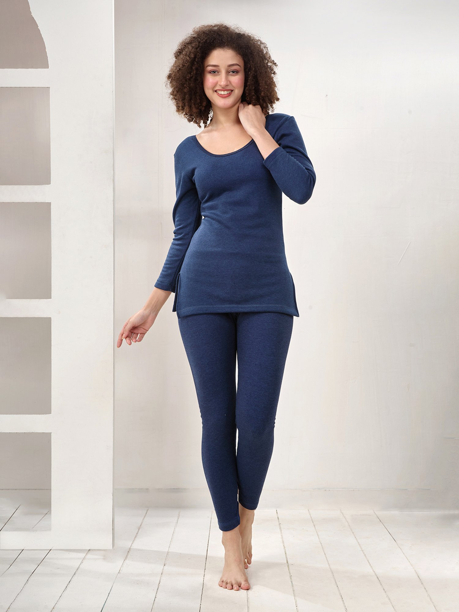 LUX Inferno Blue Plain Thermal Leggings - Pack Of 2