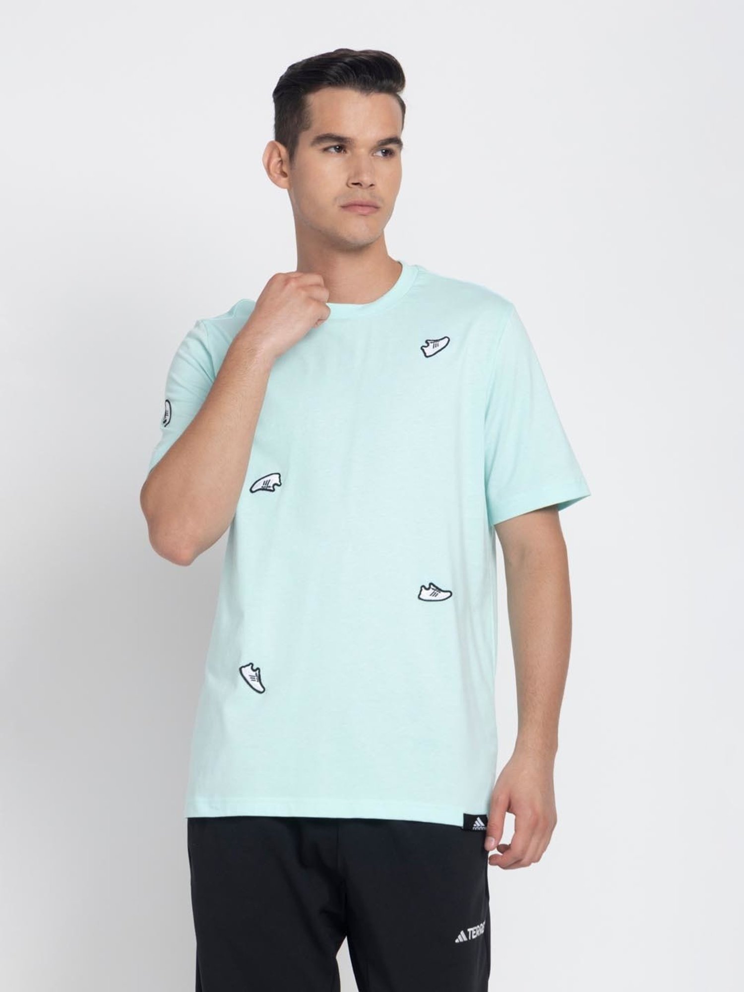 Adidas Green Regular Fit Printed T-Shirt