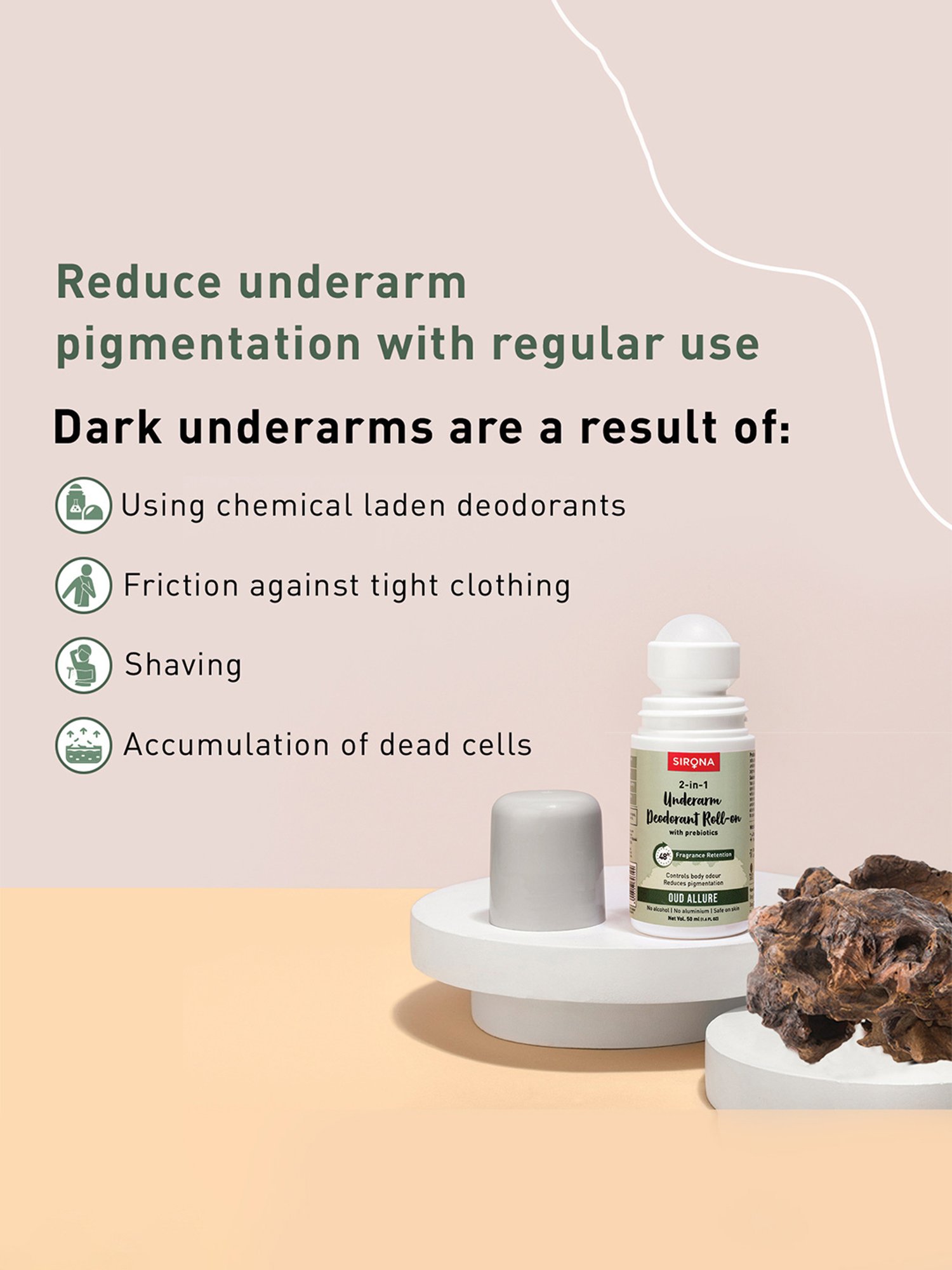 Sirona 2-in-1 Underarm Deodorant Roll On - 50 ml