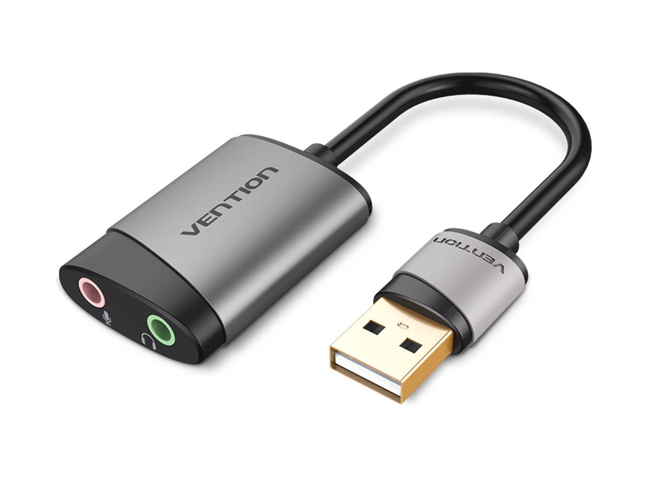 Vention External USB Sound Card,USB Stereo Audio Adapter with 3.5mm Headphone and Microphone Jack for Windows, Mac, Linux, PC, Laptops, Desktops, PS4