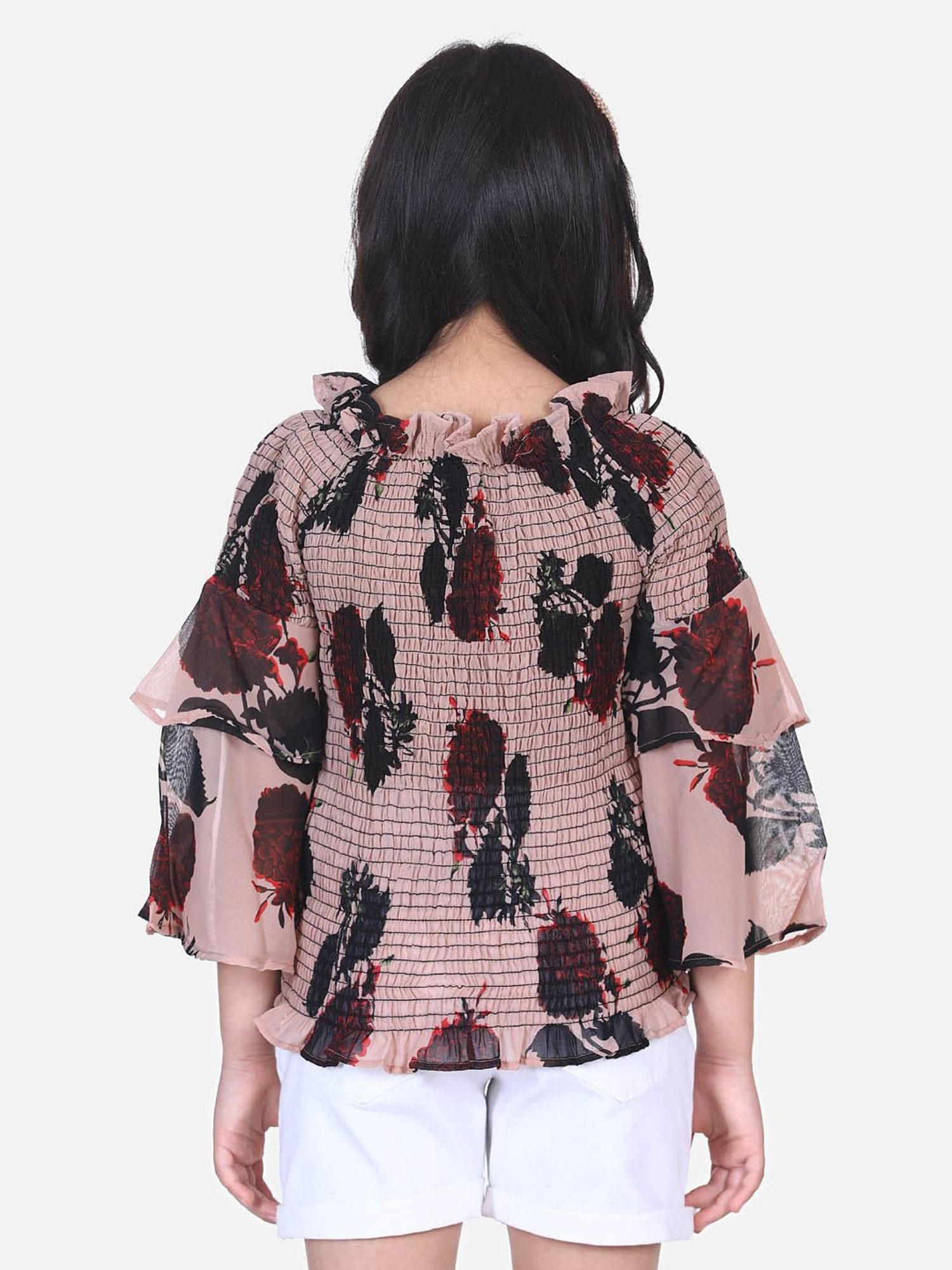 Lilpicks Kids Brown Printed Full Sleeves Top