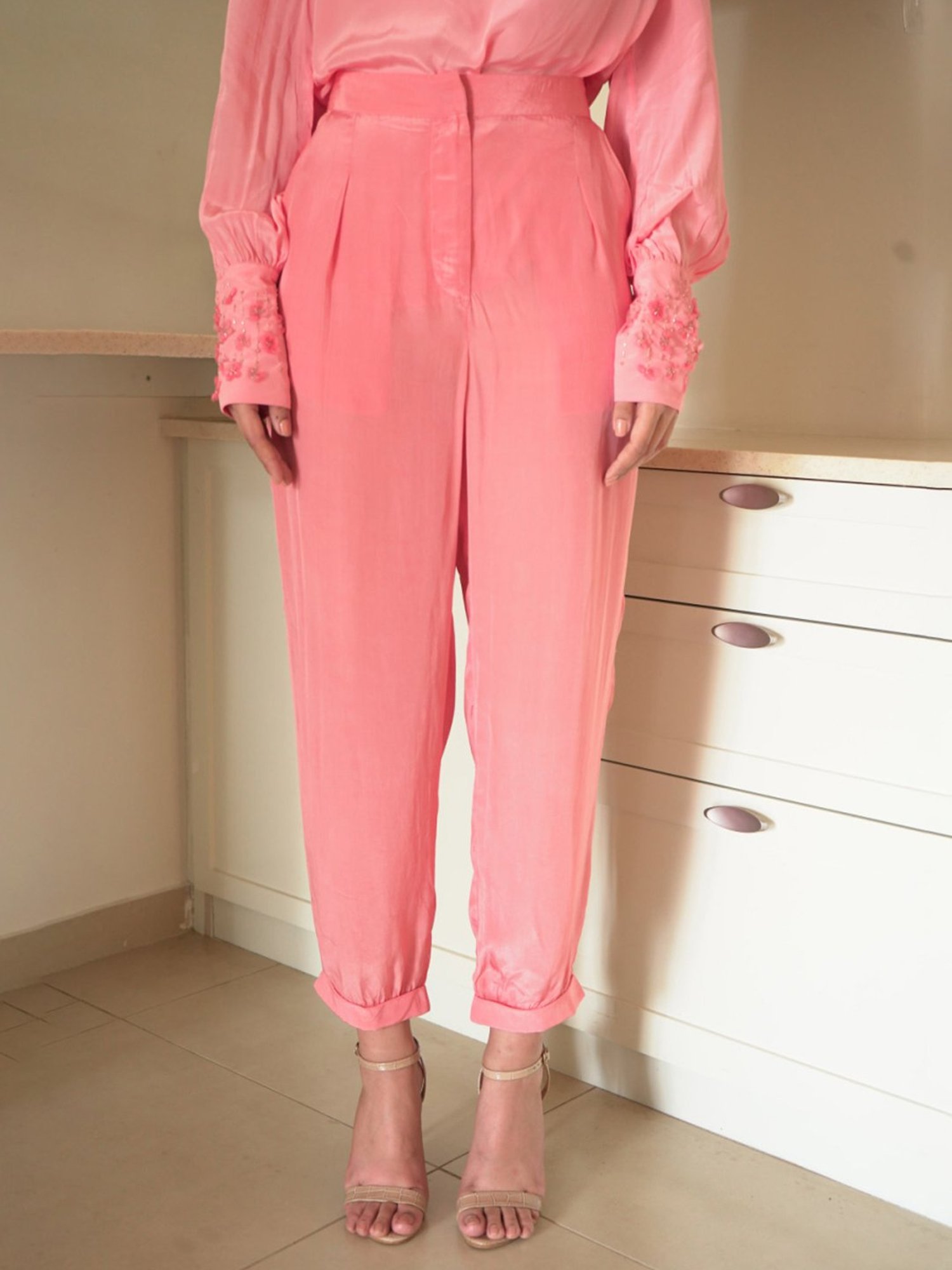 Seesa Coral Pink Capsule Jackie Straight-Cut Trousers