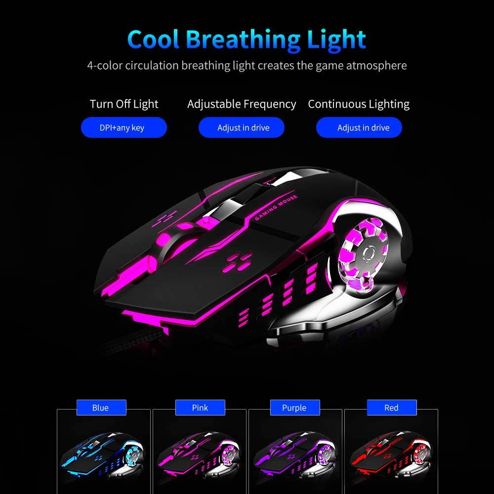 AULA H510 RGB Gaming Mouse with 9 Side Buttons High Precision 10000 DPI Optical Sensor, Fire Button Computer Mice 14-Programmable-Buttons for PC/Gamer