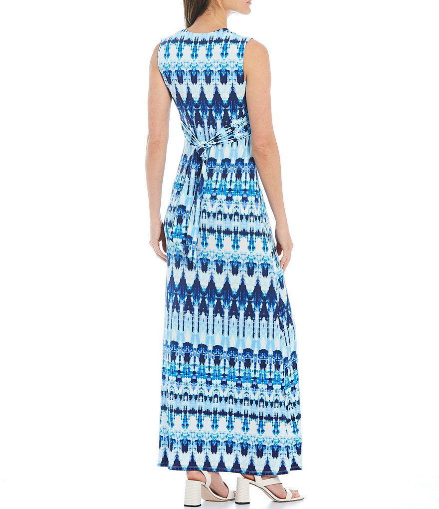 Eliza J Twist Front Tie-Dye Ikat Jersey Maxi Dress