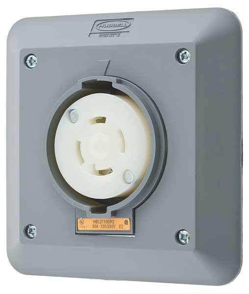 Hubbell Wiring Device-Kellems Locking Receptacle,Industrial,30,Gray  HBL2710SR2