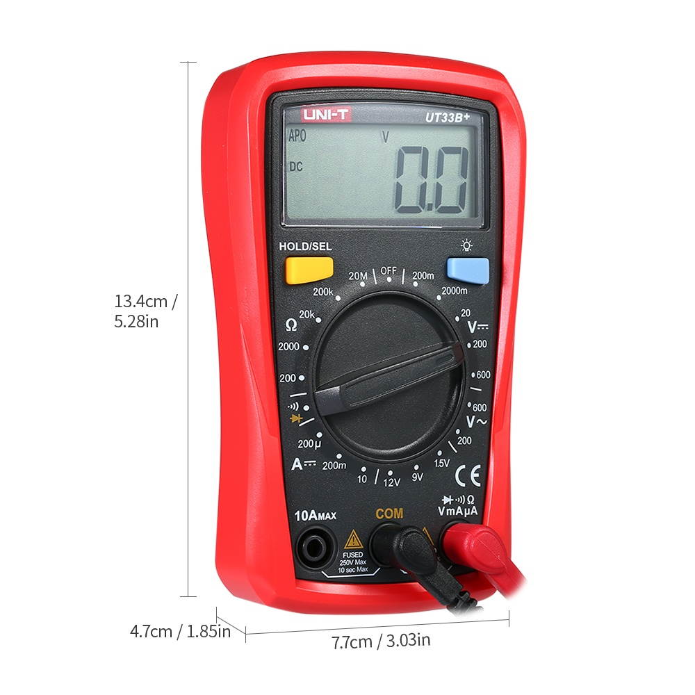 UNI-T UT33B+ Handheld LCD Digital Multimeter DC/AC Voltage DC Current Meter Resistance Tester Voltmeter Ammeter