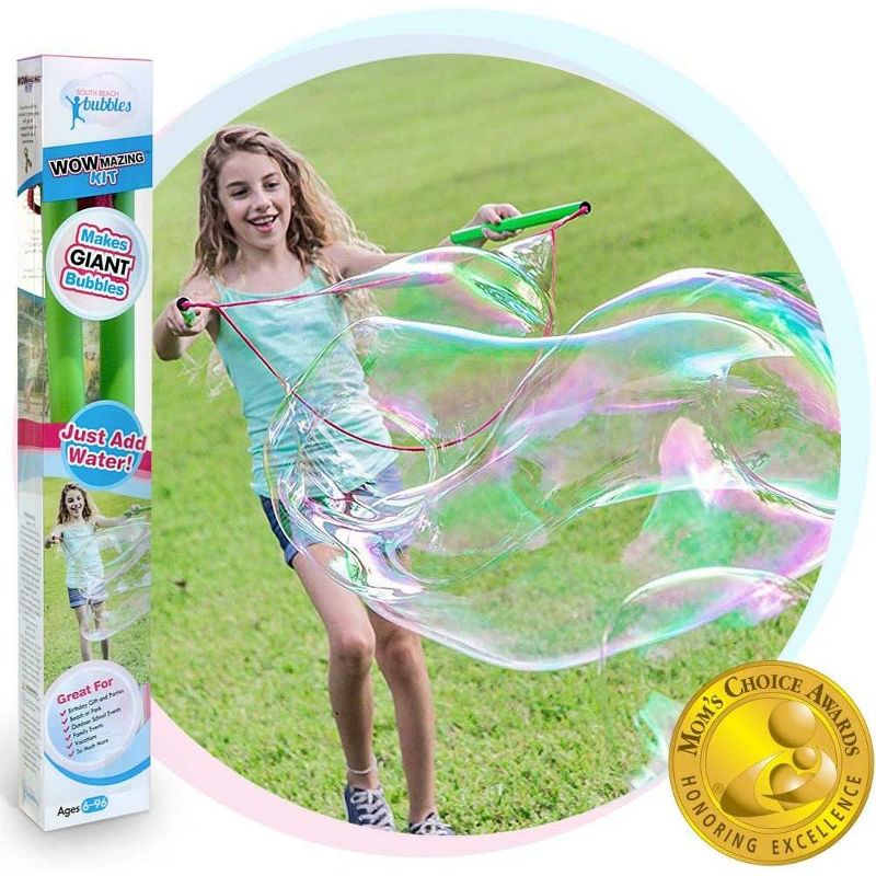 South Beach Bubbles WOWmazing Giant Bubble Wands 3-Piece Kit | Wand + Bubble Concentrate + Booklet