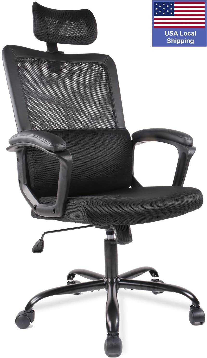 SMUGDESK Mesh chair Black Desk Chair Computer Office Chair,Ergonomic Office Desk Computer Chair Mesh Computer Chair with Adjustable Arms and Headrest Lumbar Support, Black