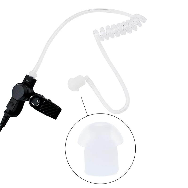 Soft Silicone Rubber Replacement Mushroom Earbud Ear Tips for Acoustic Tube 2 Way Radio Earpiece Headset White 50 Pack