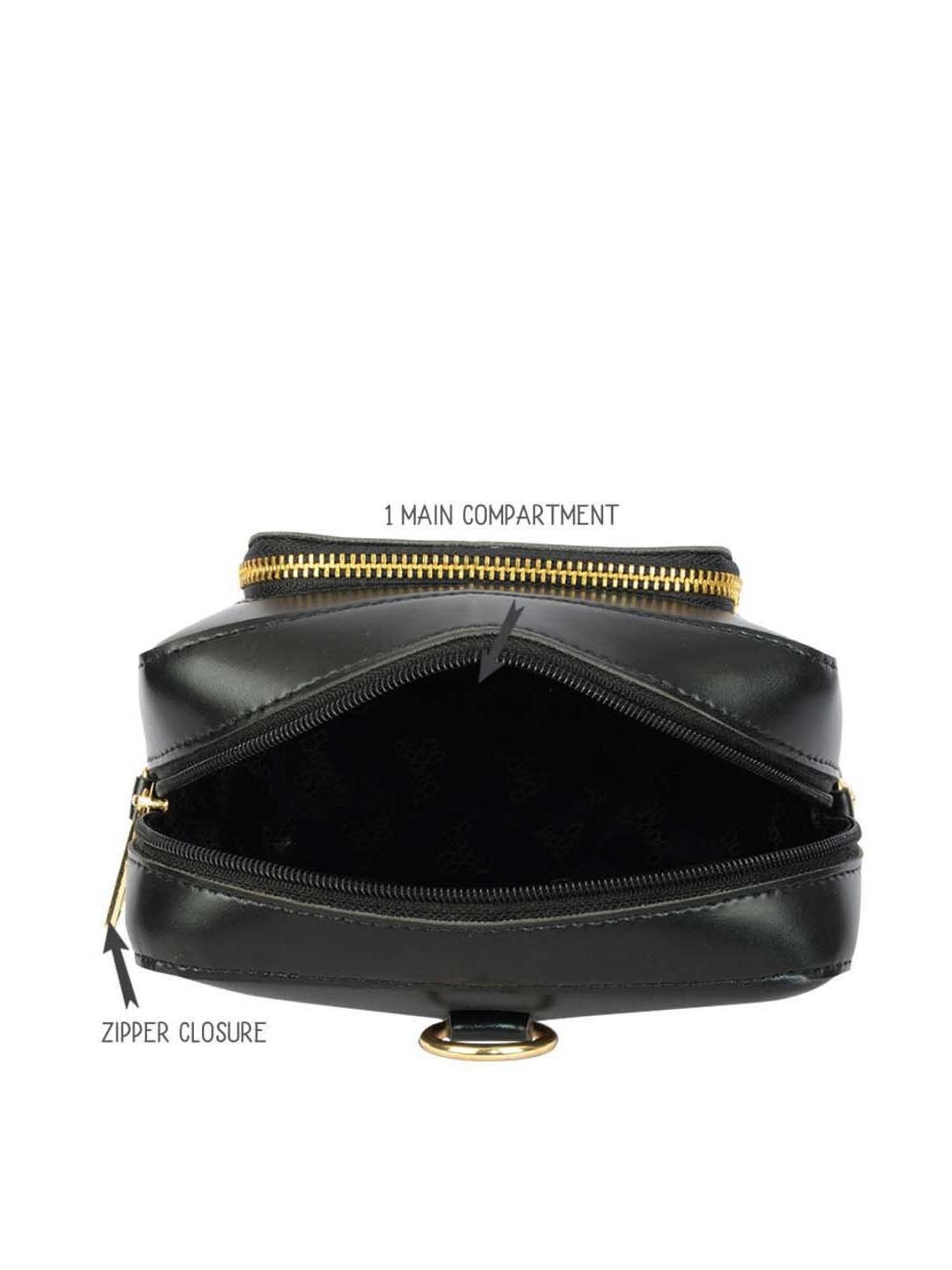 Baggit Black Solid Small Convertible Backpack