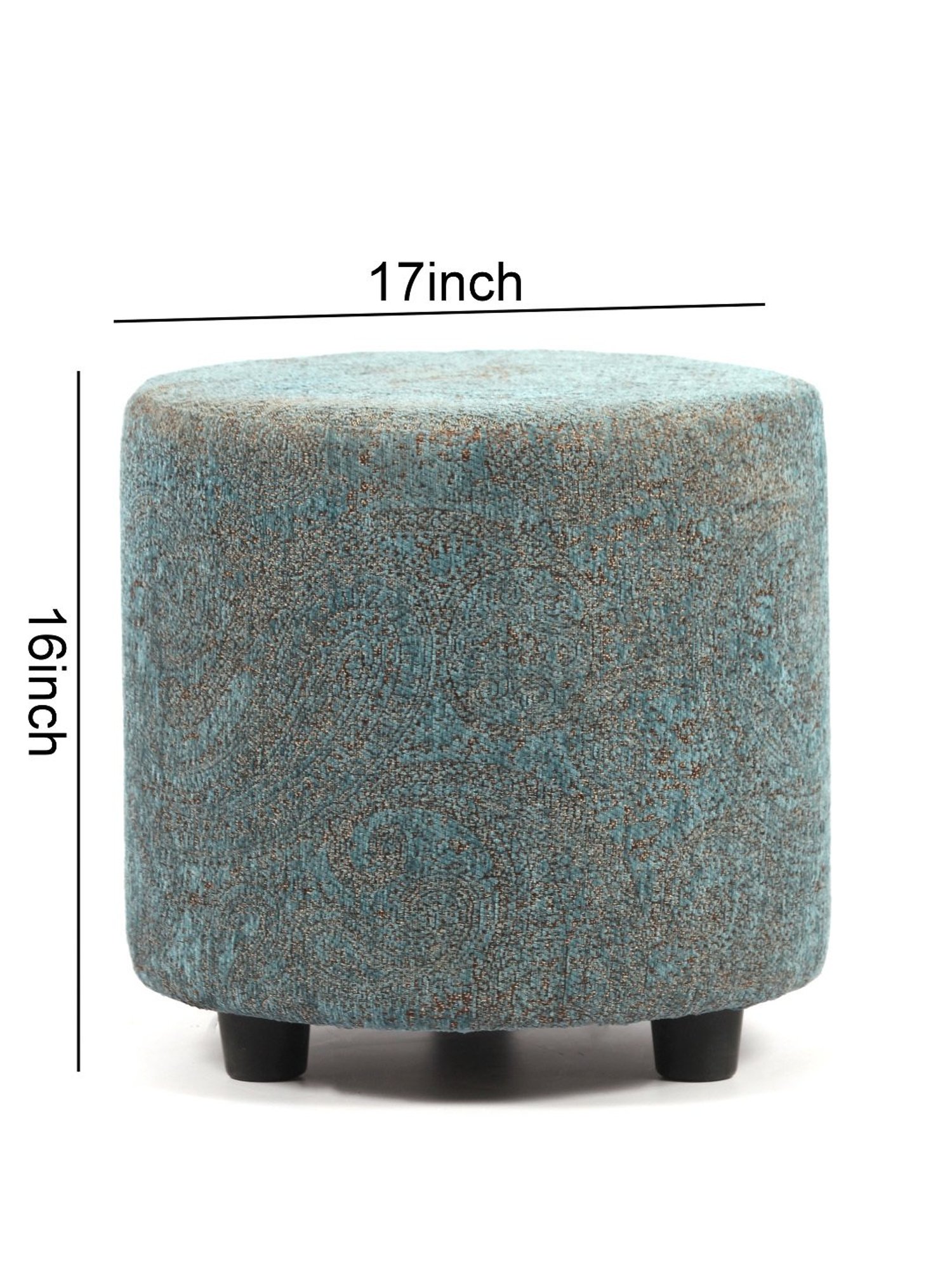 Ikiriya Lisbon Jacquard Brown & Blue Wood Ottoman