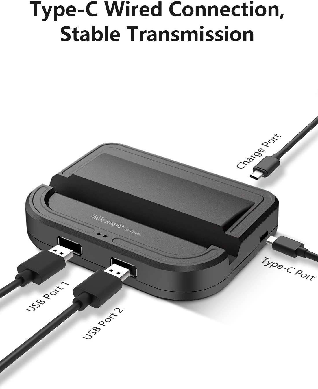 Yijianxi USB C Wired PUBG Mobile Game Keyboard Mouse Converter Adapter, no Lagging Gaming Controller Gamepad USB 3.0 Port for Shooting Games, Compatible with Android Phone/Tablets