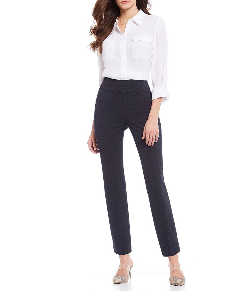 Investments Olivia Machine Washable Point Collar Neck Long Sleeve Button-Front Roll-Tab Utility Blouse