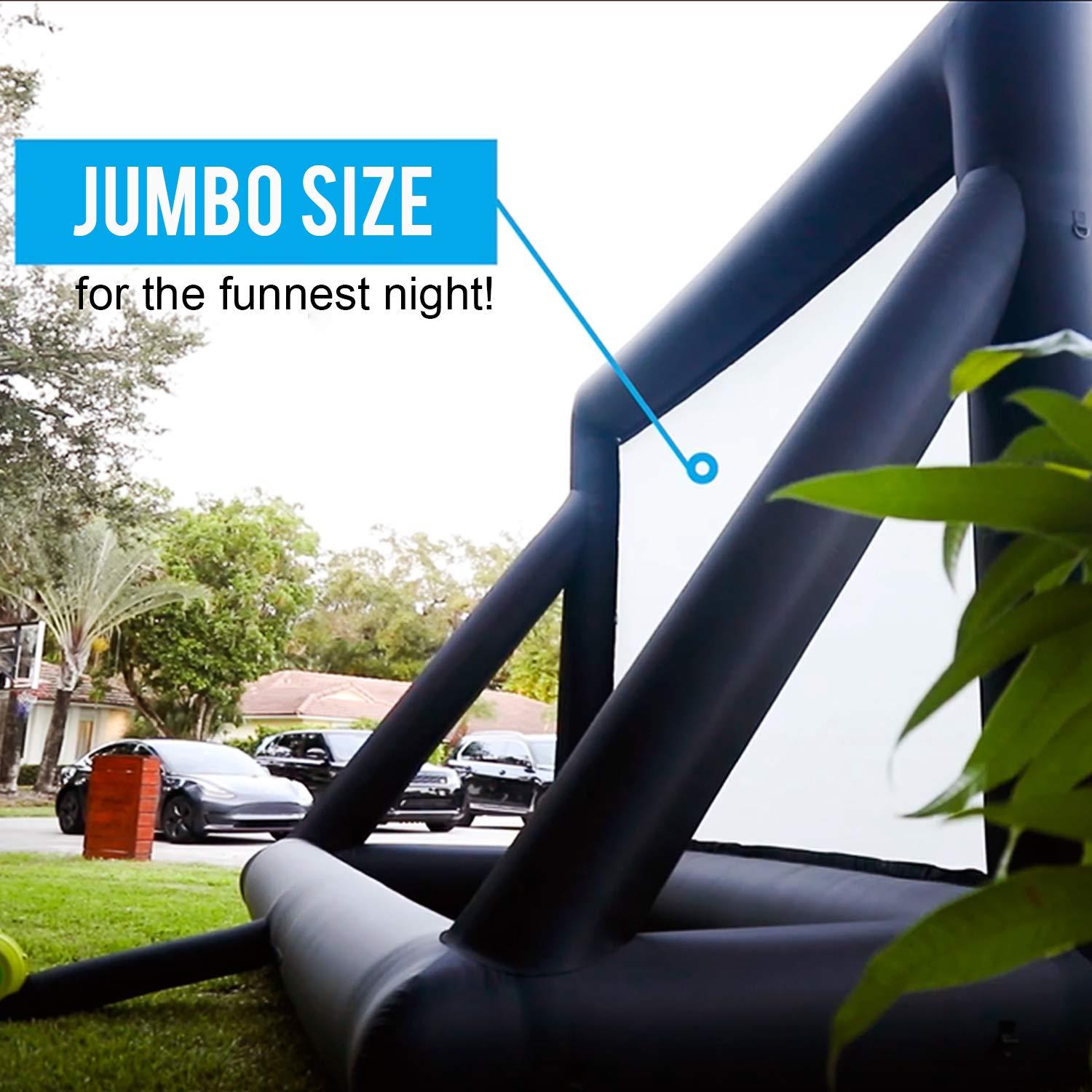 Jumbo 20 Feet Inflatable Outdoor and Indoor Theater Projector Screen - Includes Inflation Fan, Tie-Downs and Storage Bag