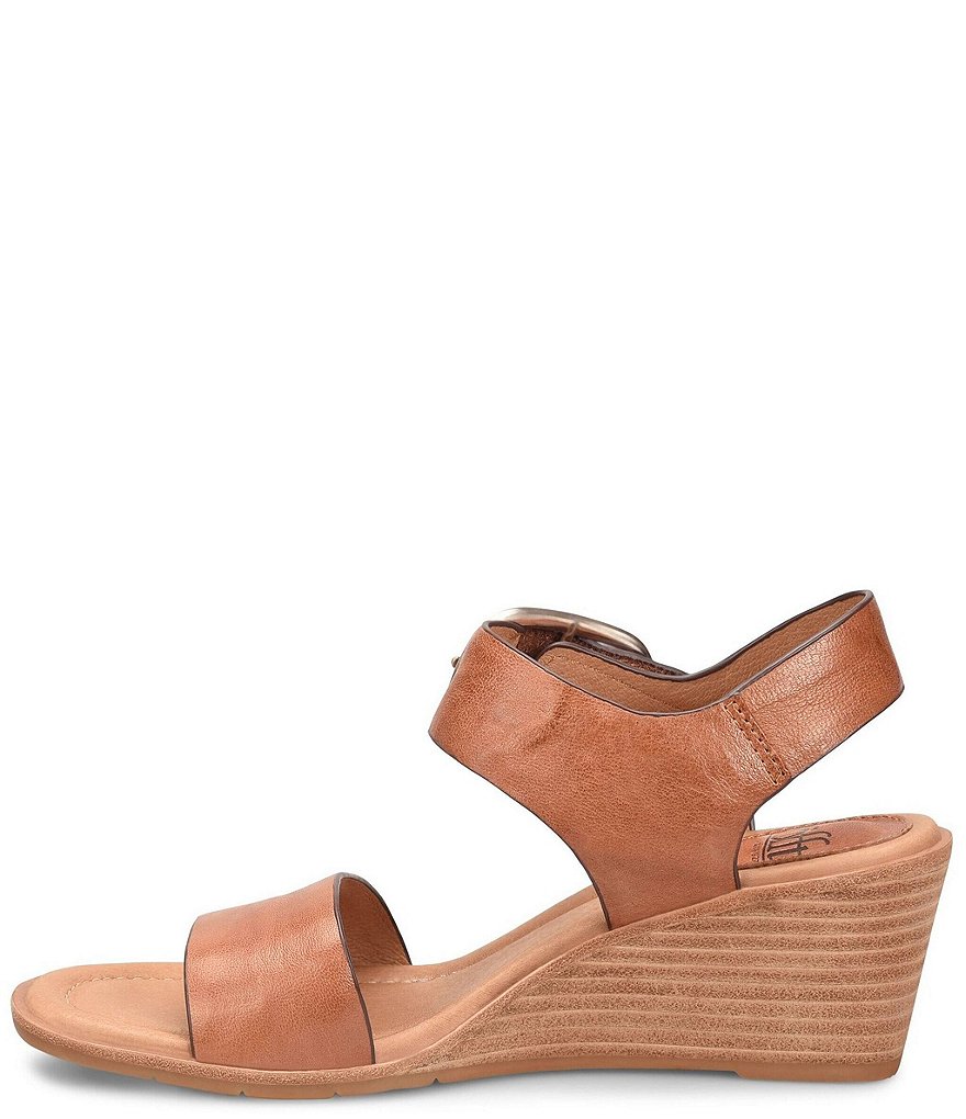 Sofft Greyston Leather Adjustable Buckle Wedge Sandals