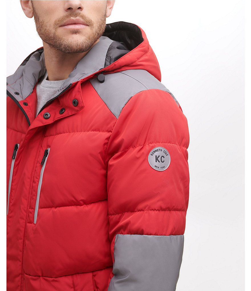 Kenneth Cole New York Long-Sleeve Mixed-Media Hooded Puffer Jacket