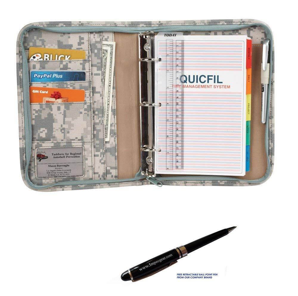ImpecGear ACU Digital Camo Mid-Sized Binder with File System Planner Organizer (FREE PEN)