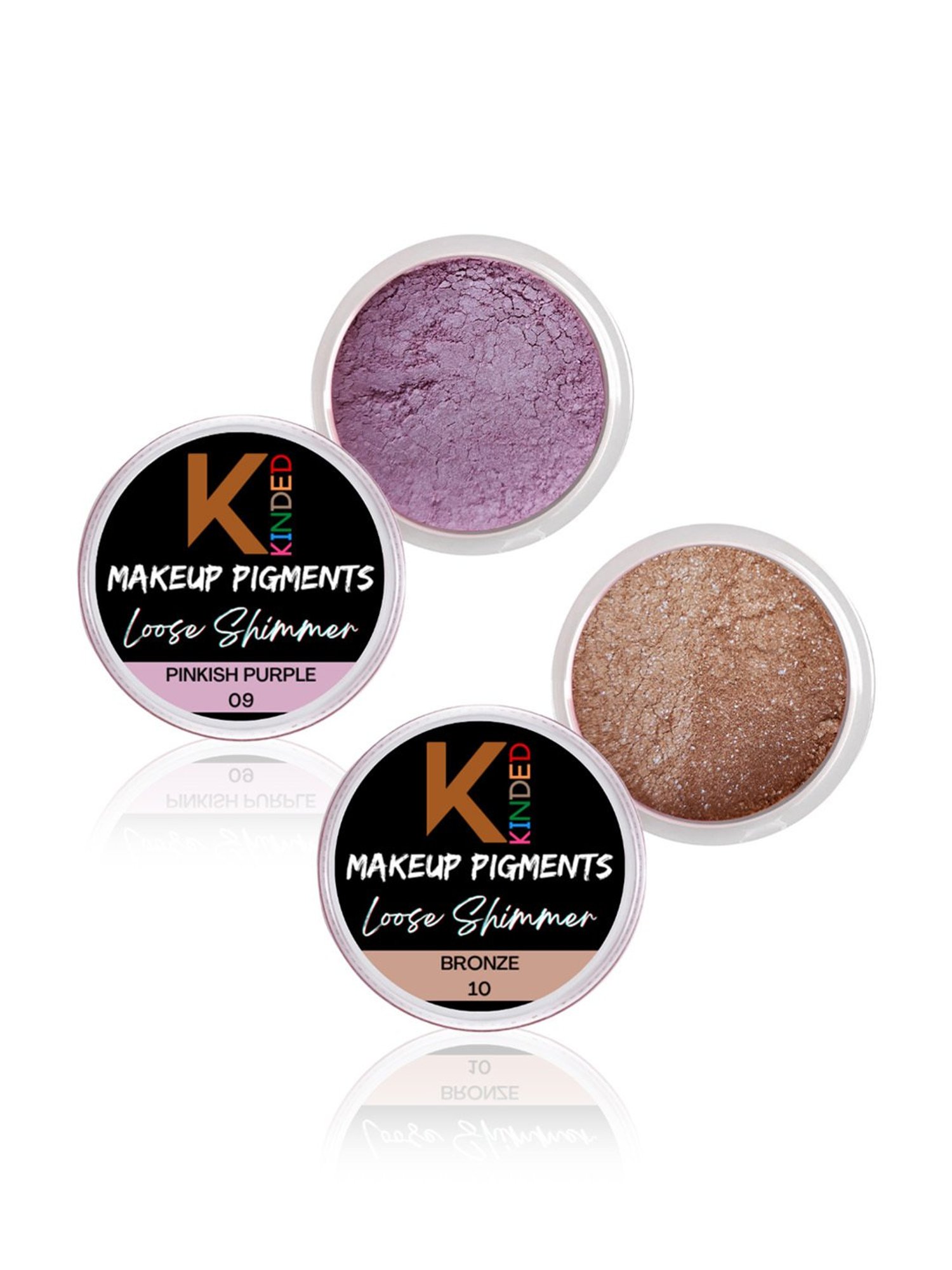 KINDED Makeup Pigments Loose Shimmer Powder Eyeshadow 09 Pinkish Purple & 10 Bronze Combo