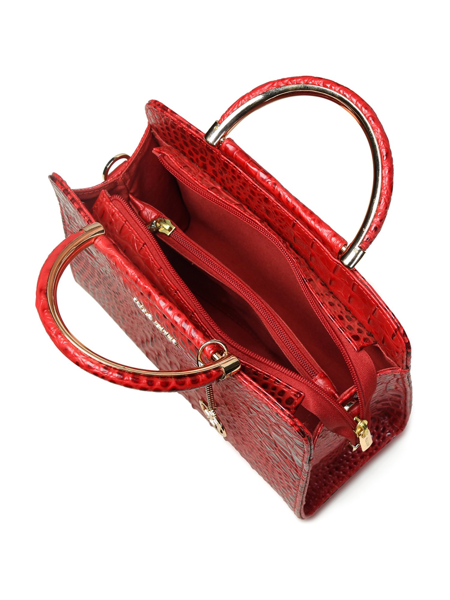 PELLE LUXUR Dark Pink Animal Effect Medium Satchel