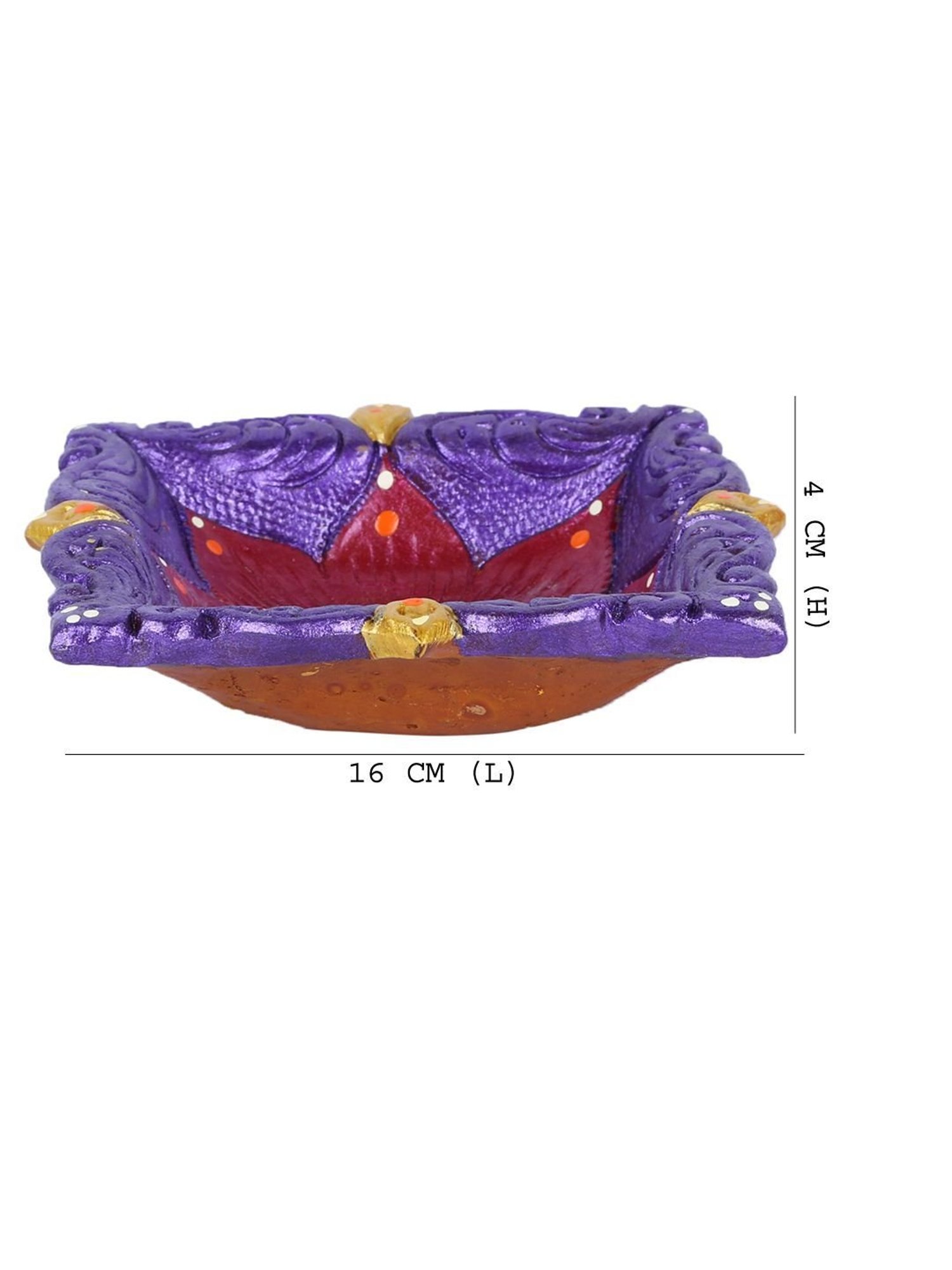 Aapno Rajasthan Multicolor Teracotta Square Shape Diya for Diwali - 1 Piece