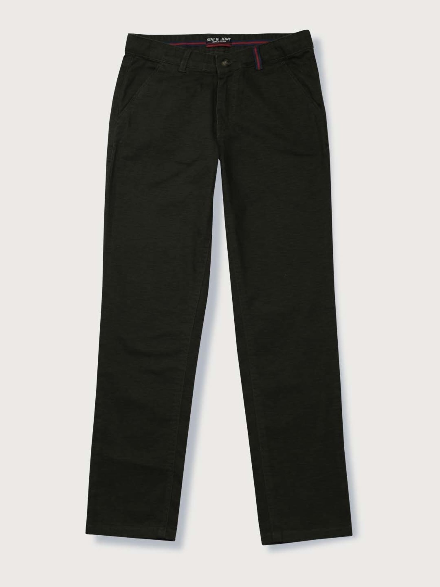 Gini & Jony Kids Black Cotton Regular Fit Trousers