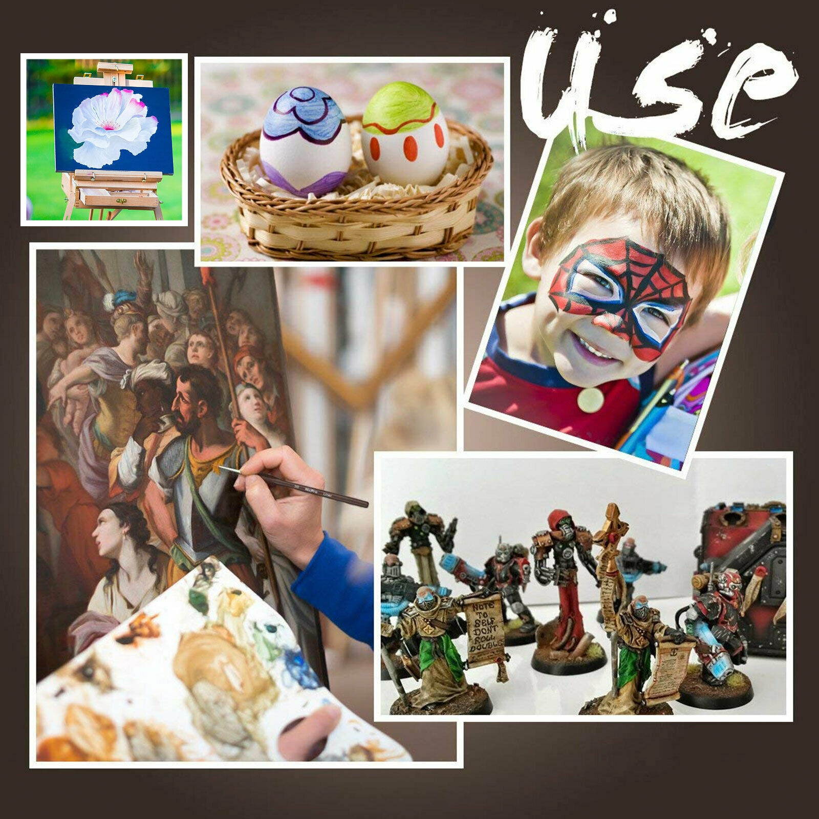 9X Miniature Paint Brush Set Professional Sable Hair Fine Detail Art Nail Model