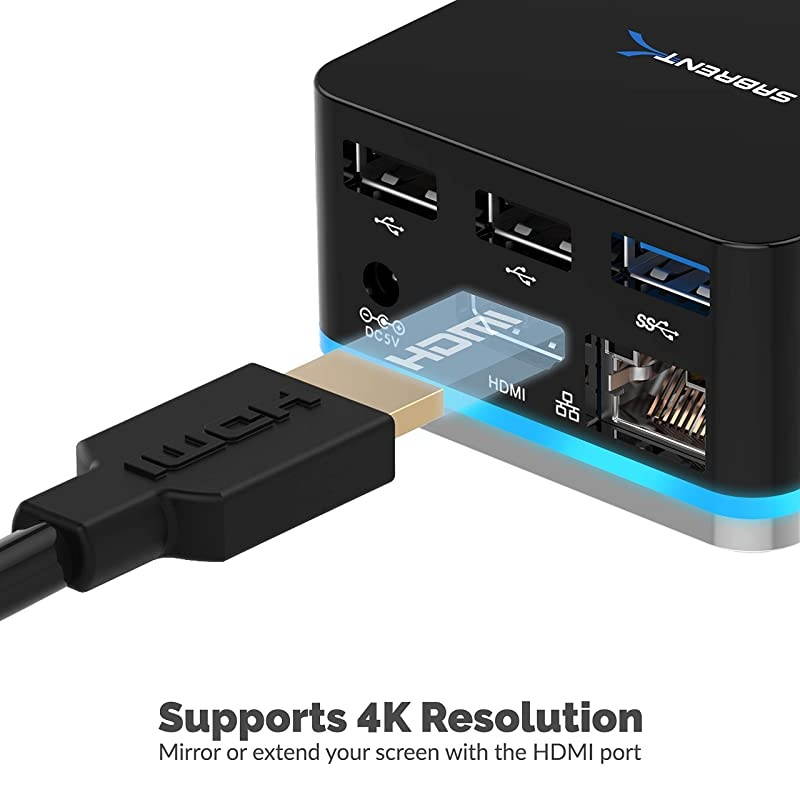 5 Port USB Type C Mini Continuum Docking Station Supports Up to 3840x2160 at 30HZ DSCMND