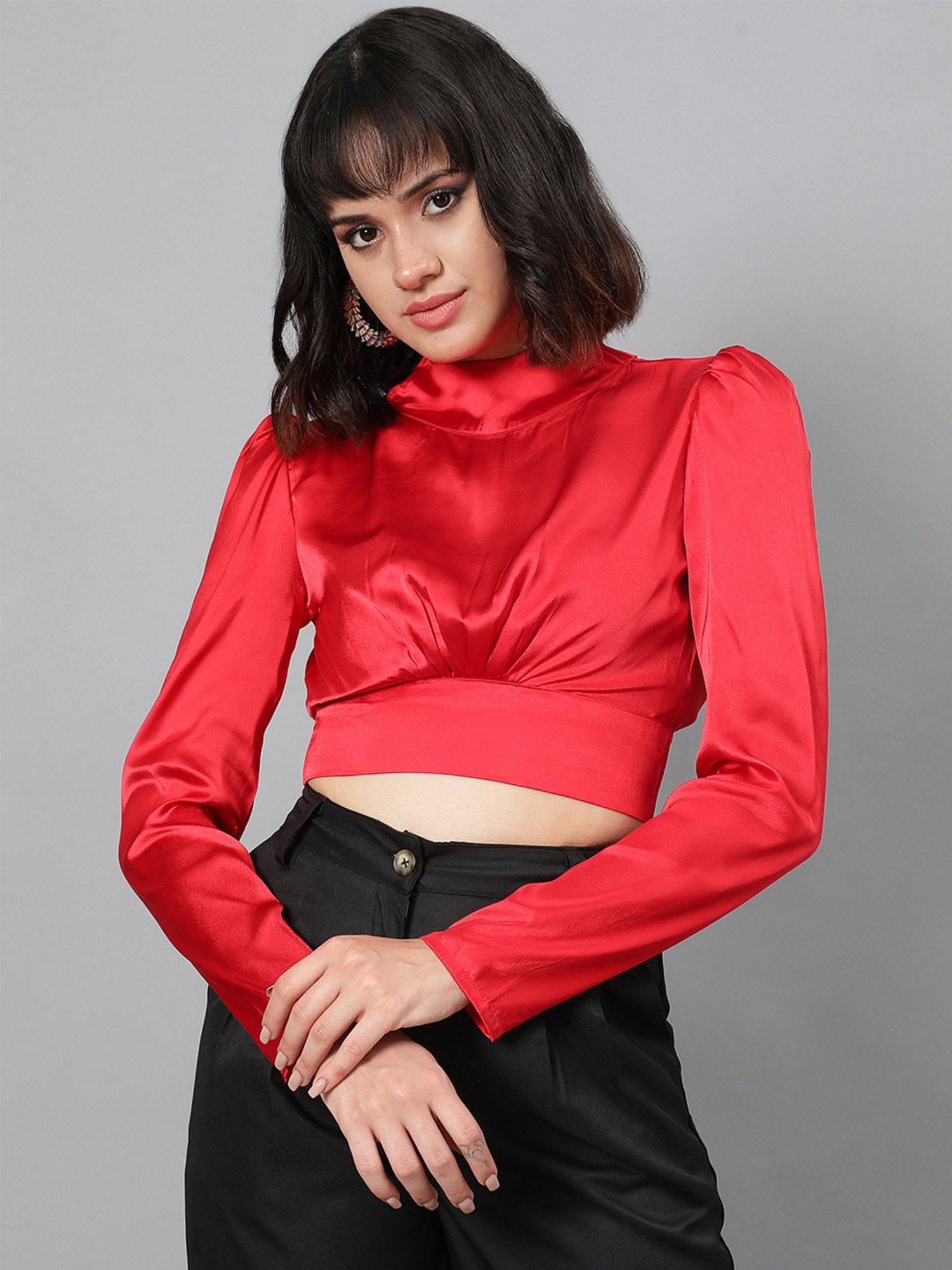 Kotty Red Regular Fit Crop Top