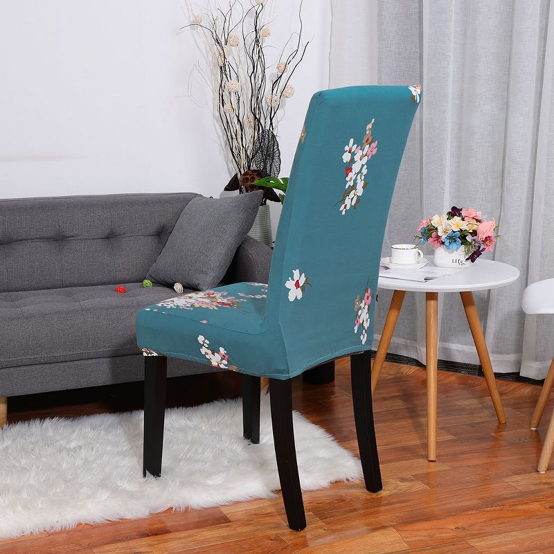 1 Pc Polyester Spandex Floral Print Fit Home Dining Chair Slipcovers Multicolored  - PiccoCasa