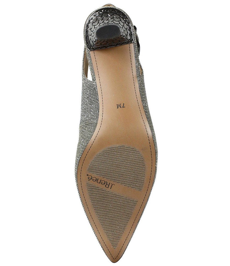 J. Renee Mayetta Embossed Heel Pointed Toe Glitter Slingback Pumps