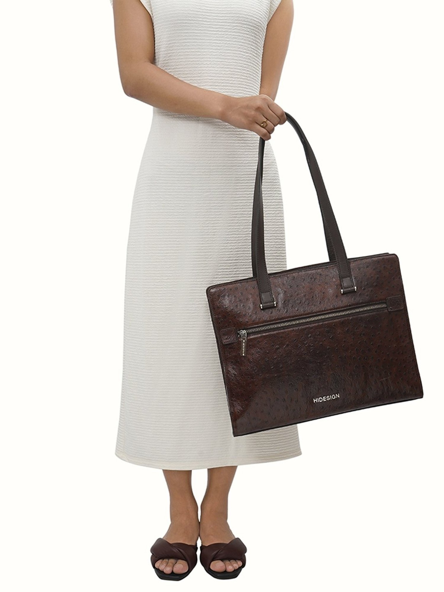 Hidesign Gatwick-04 Brown Textured Laptop Bag