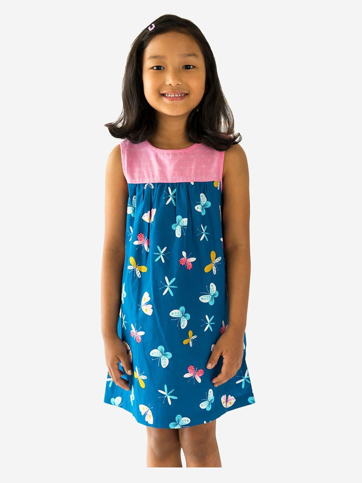 Campana Kids Blue & Pink Printed Dress