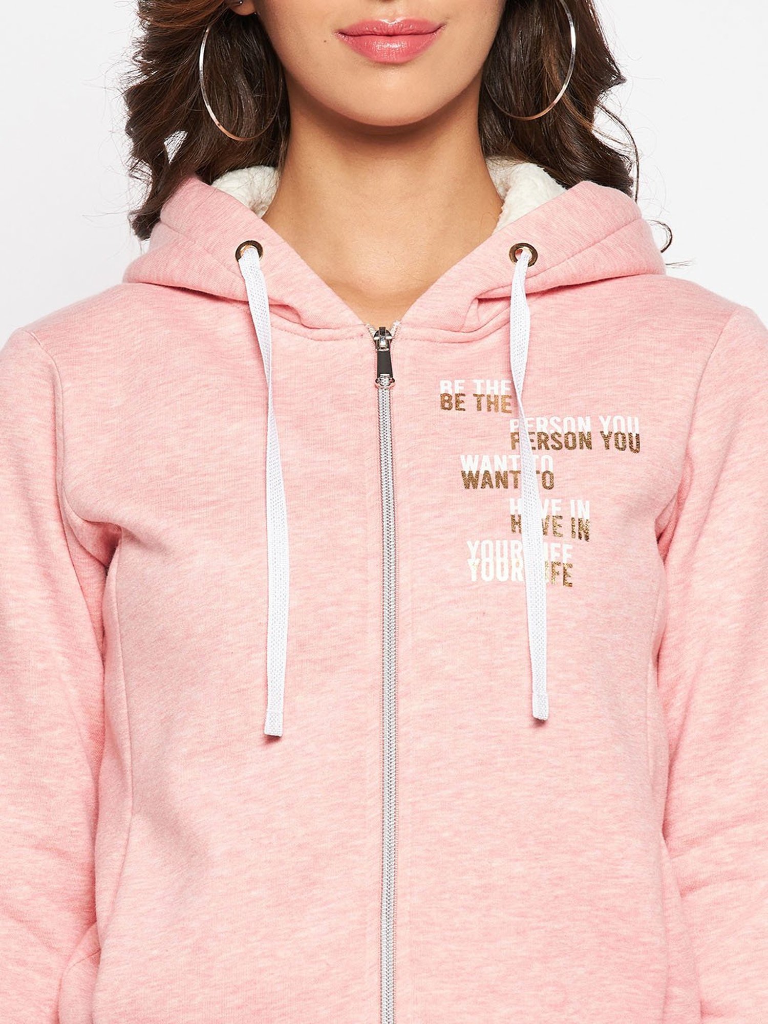 Crozo By Cantabil Peach Textured Hoodie