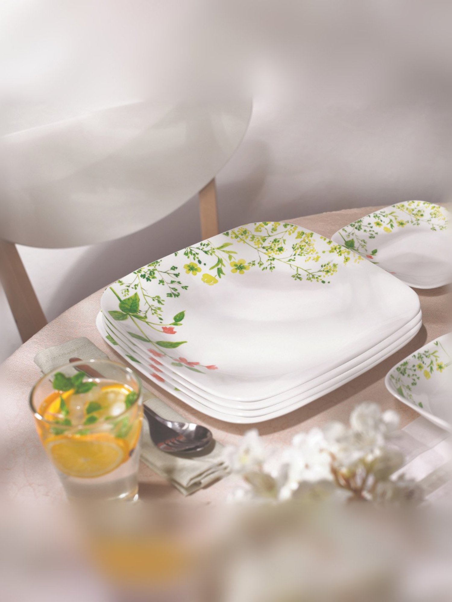 Corelle Asia Provence Garden 17cm Square Round Small Plate Pack of 6