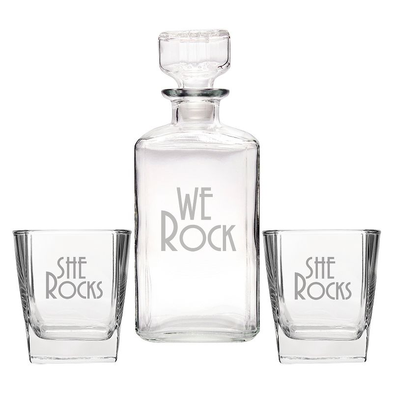 3ct "We Rock Wedding Decanter & Glass Set"