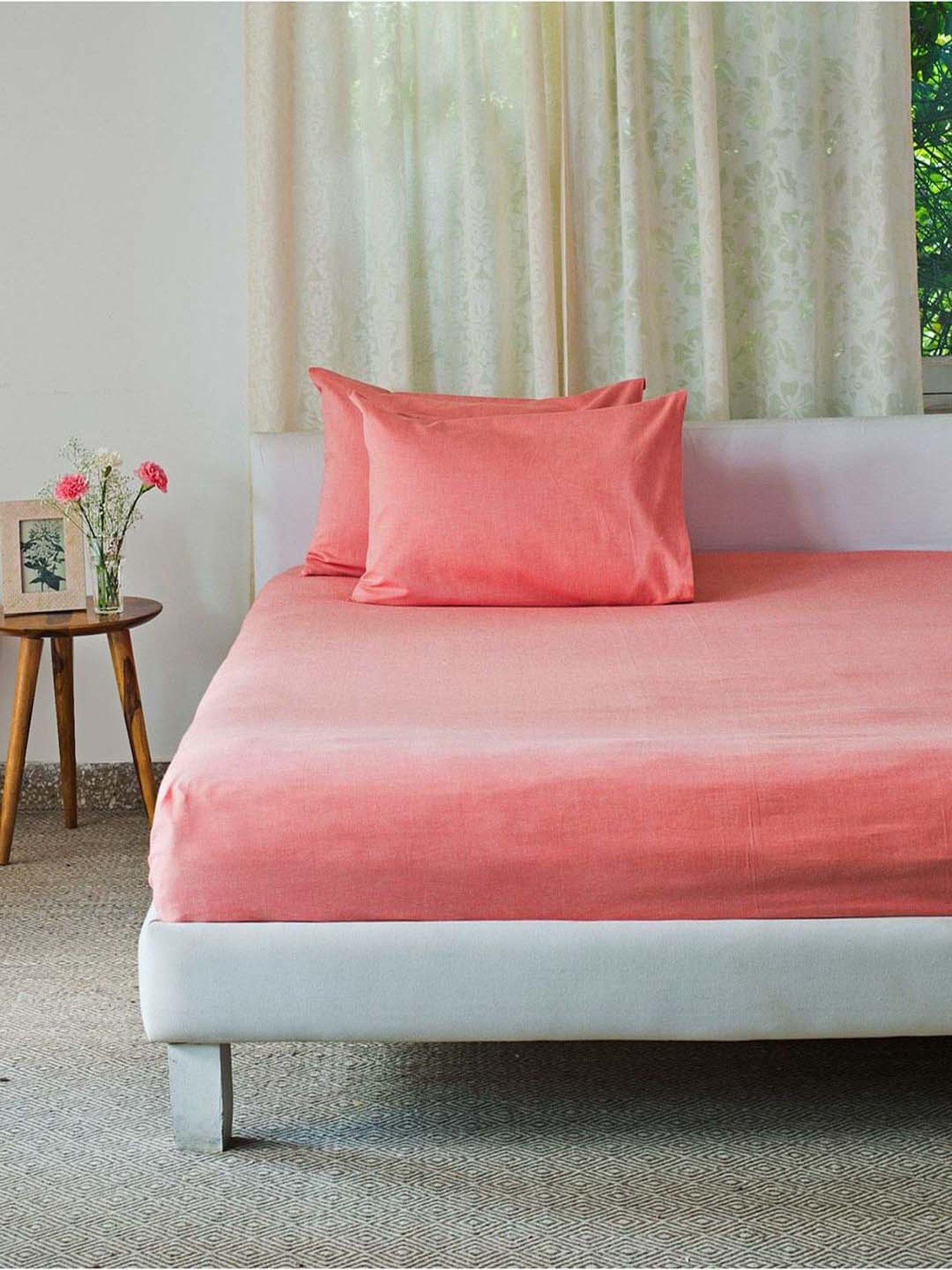 Fabindia Coral Cotton 92 TC Single Bed Sheet With Pillow Cover