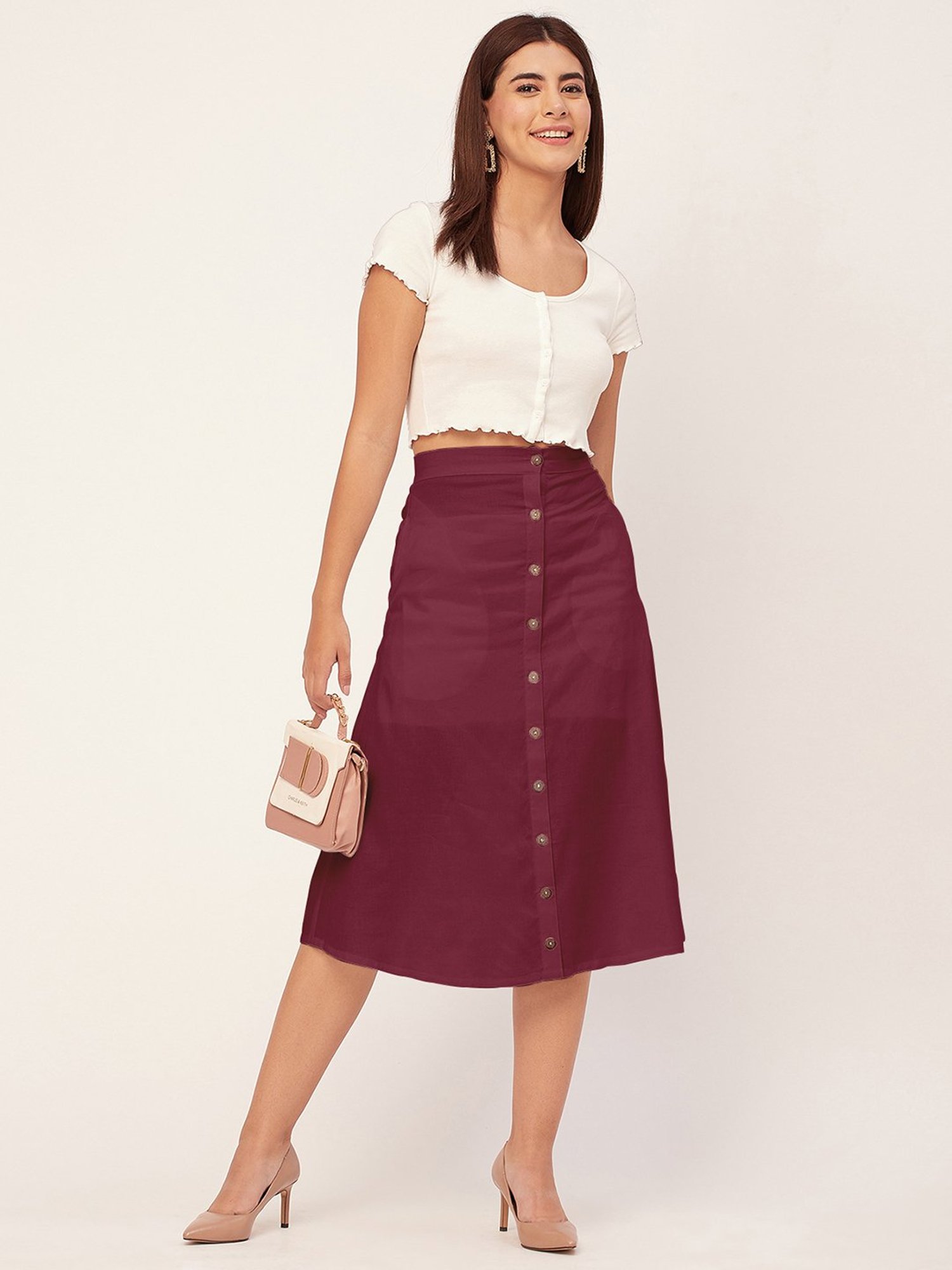 Moomaya Magenta Midi Skirt