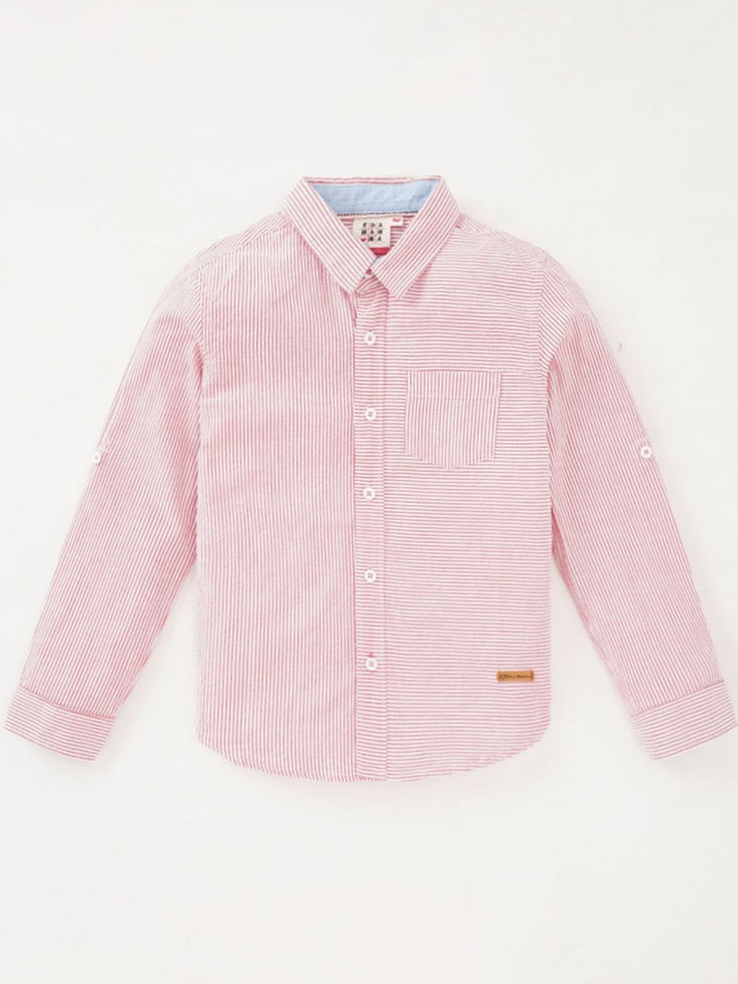 Ed-a-Mamma Kids Pink Cotton Striped Full Sleeves Shirt
